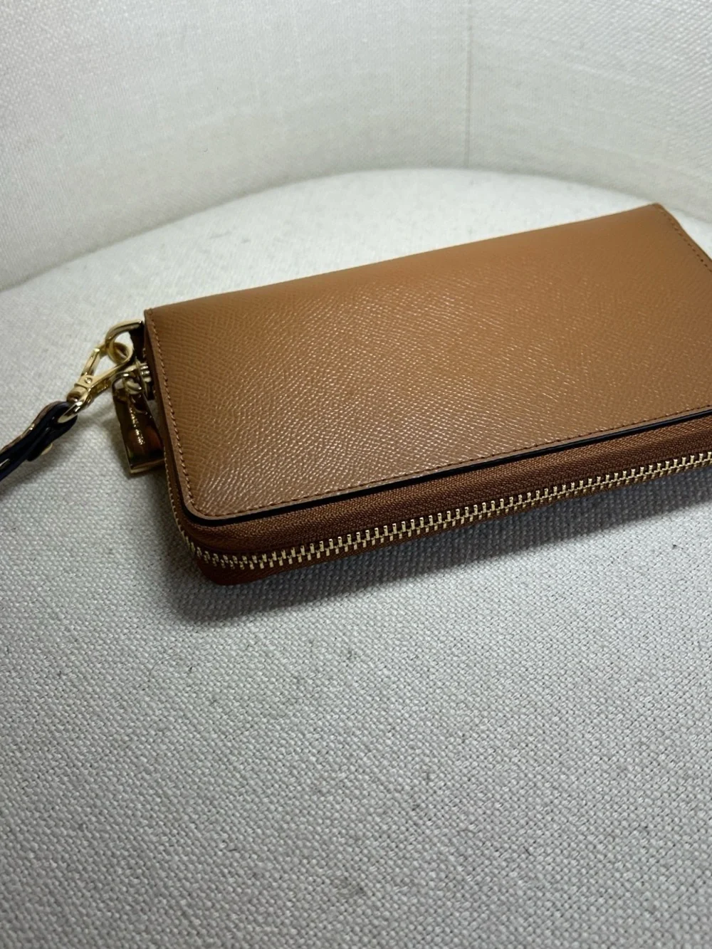 Michael Kors Cognac Saffiano Zip Wristlet
